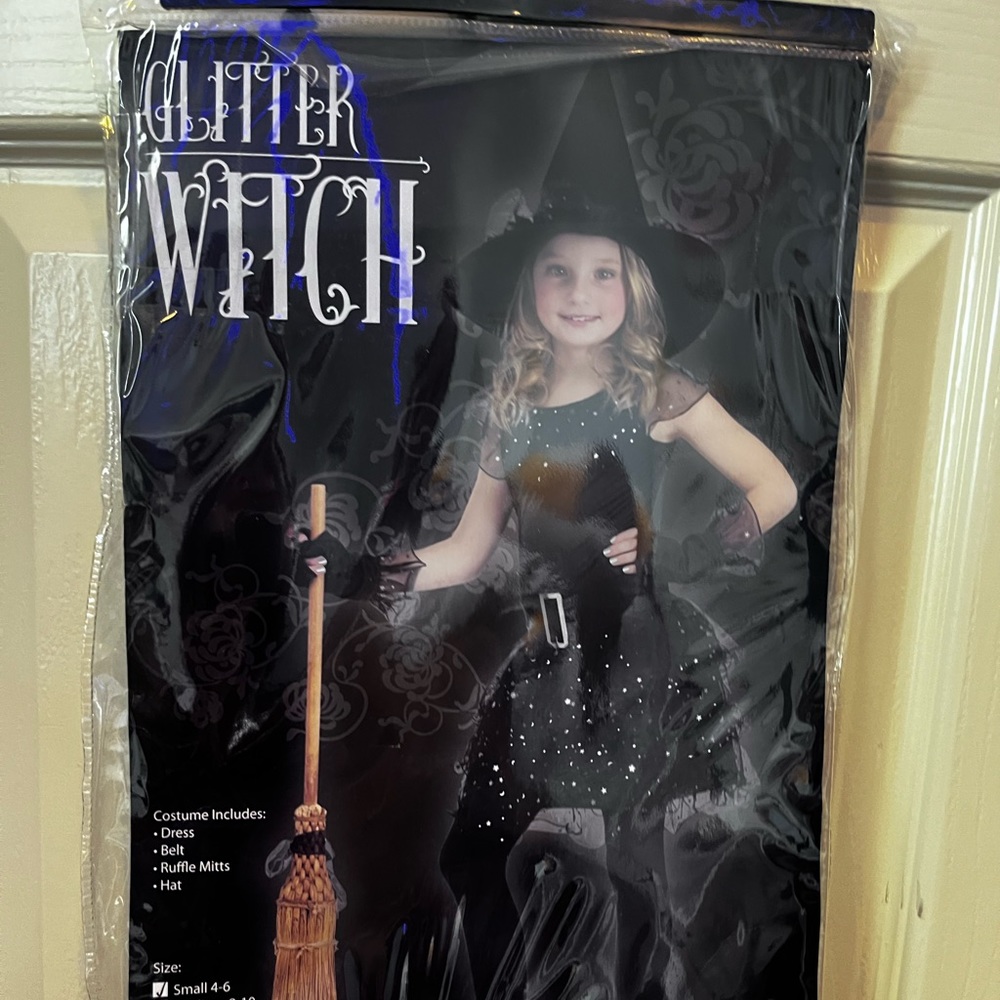 Little girls glitter witch costume size small